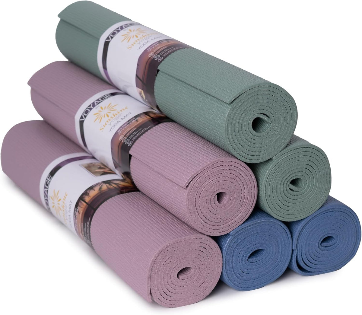 Voyage 5mm Studio Yoga Mats, 6 Pack, 72x24in