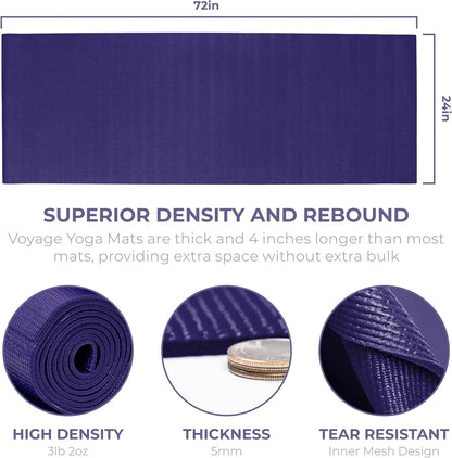 Voyage 5mm Studio Yoga Mats, 6 Pack, 72x24in