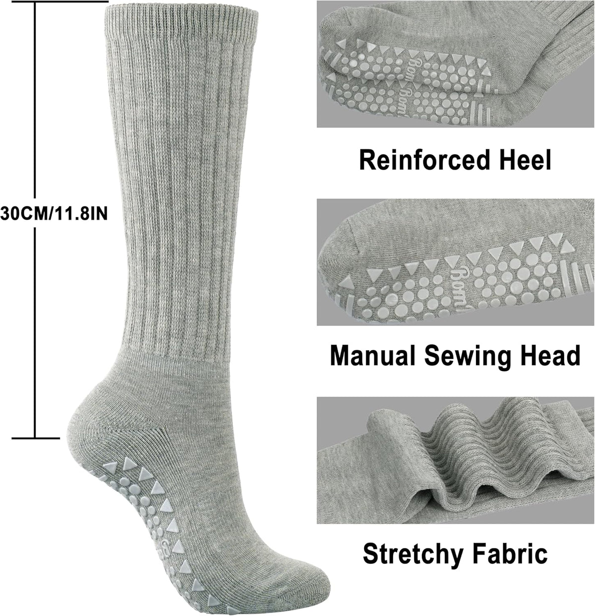 Pilates Socks with Grips for Women Yoga Grippy Slouch Scrunch Sock