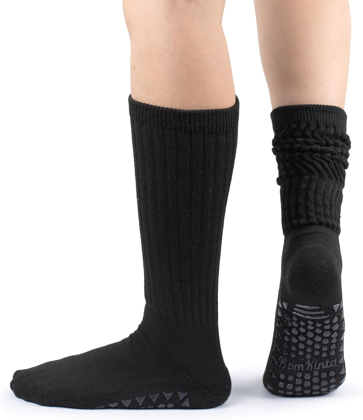 Pilates Socks with Grips for Women Yoga Grippy Slouch Scrunch Sock