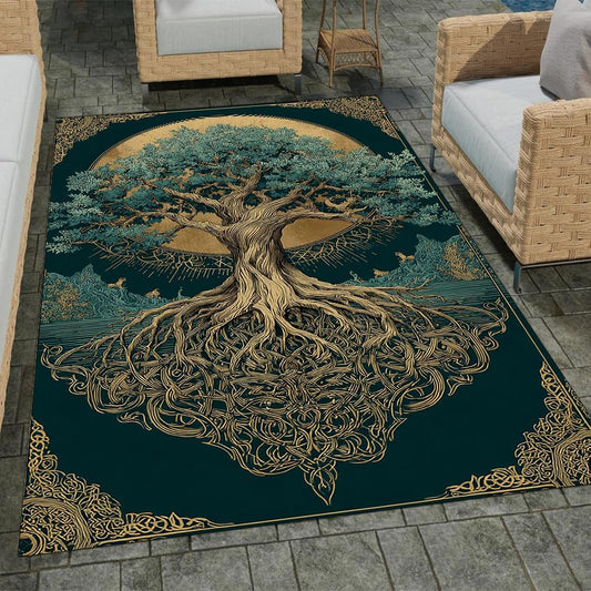 Tree of Life Rug for Living Room Bedroom – Yggdrasil Viking Area Rug Soft Non-Slip Carpet for Indoor Home Décor (Tree of Life Rug 05)