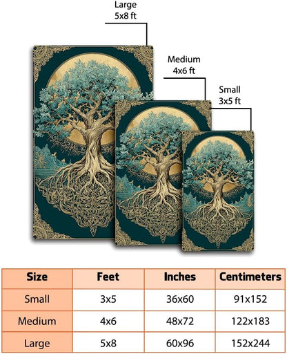 Tree of Life Rug for Living Room Bedroom – Yggdrasil Viking Area Rug Soft Non-Slip Carpet for Indoor Home Décor (Tree of Life Rug 05)
