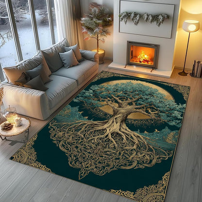 Tree of Life Rug for Living Room Bedroom – Yggdrasil Viking Area Rug Soft Non-Slip Carpet for Indoor Home Décor (Tree of Life Rug 05)