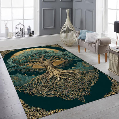 Tree of Life Rug for Living Room Bedroom – Yggdrasil Viking Area Rug Soft Non-Slip Carpet for Indoor Home Décor (Tree of Life Rug 05)