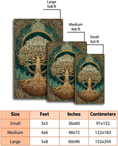 Tree of Life Rug for Living Room Bedroom – Yggdrasil Viking Area Rug Soft Non-Slip Carpet for Indoor Home Décor (Tree of Life Rug 05)