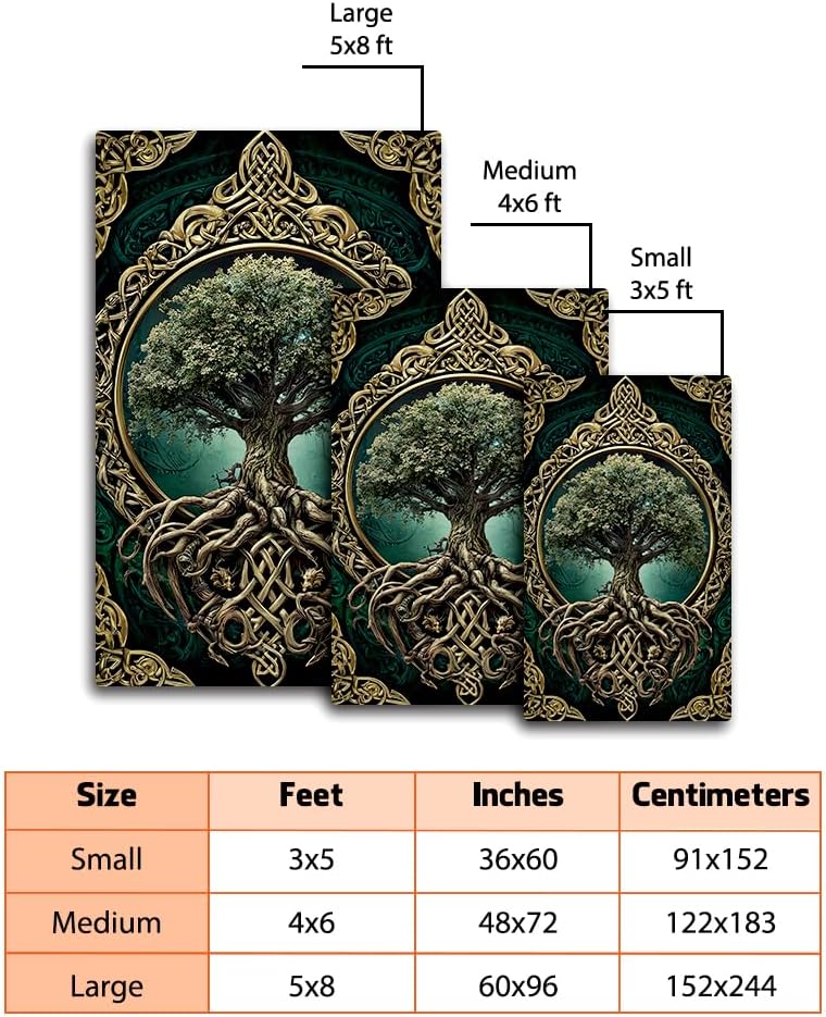 Tree of Life Rug for Living Room Bedroom – Yggdrasil Viking Area Rug Soft Non-Slip Carpet for Indoor Home Décor (Tree of Life Rug 05)