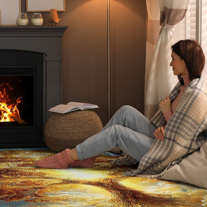 Tree of Life Rug for Living Room Bedroom – Yggdrasil Viking Area Rug Soft Non-Slip Carpet for Indoor Home Décor (Tree of Life Rug 05)