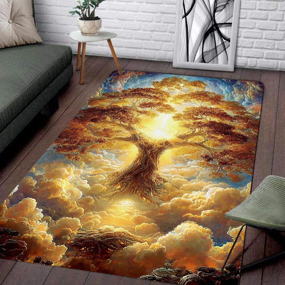Tree of Life Rug for Living Room Bedroom – Yggdrasil Viking Area Rug Soft Non-Slip Carpet for Indoor Home Décor (Tree of Life Rug 05)