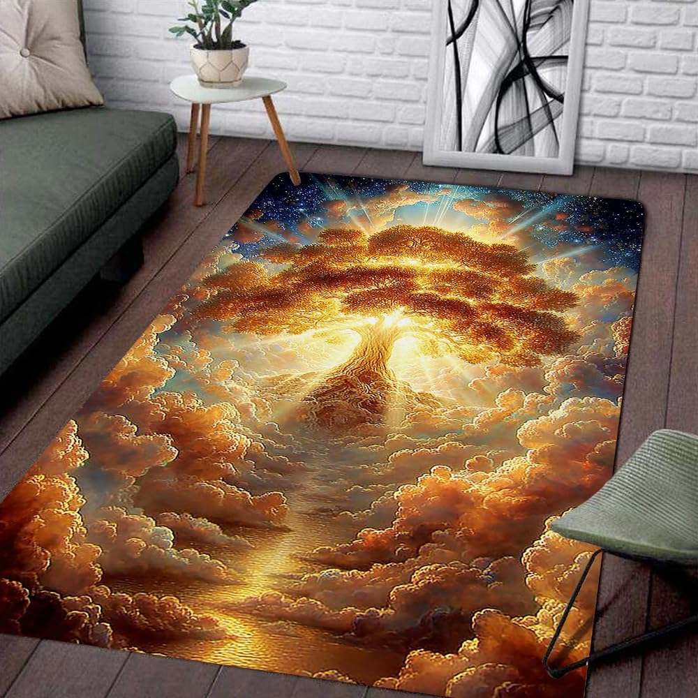 Tree of Life Rug for Living Room Bedroom – Yggdrasil Viking Area Rug Soft Non-Slip Carpet for Indoor Home Décor (Tree of Life Rug 05)