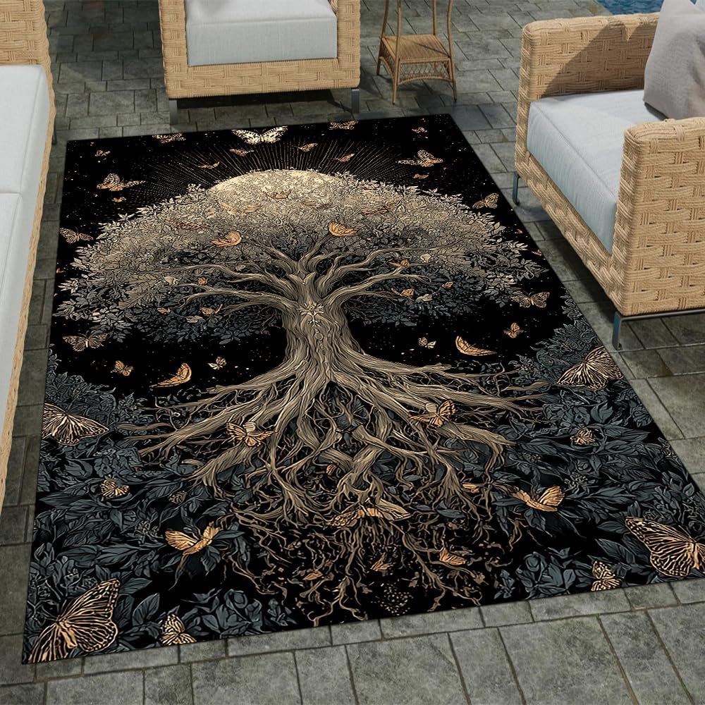 Tree of Life Rug for Living Room Bedroom – Yggdrasil Viking Area Rug Soft Non-Slip Carpet for Indoor Home Décor (Tree of Life Rug 05)