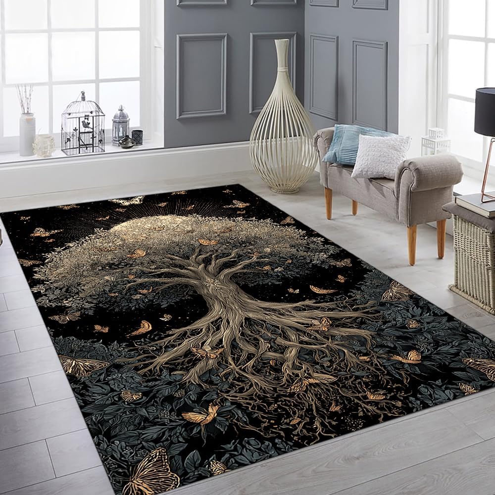 Tree of Life Rug for Living Room Bedroom – Yggdrasil Viking Area Rug Soft Non-Slip Carpet for Indoor Home Décor (Tree of Life Rug 05)