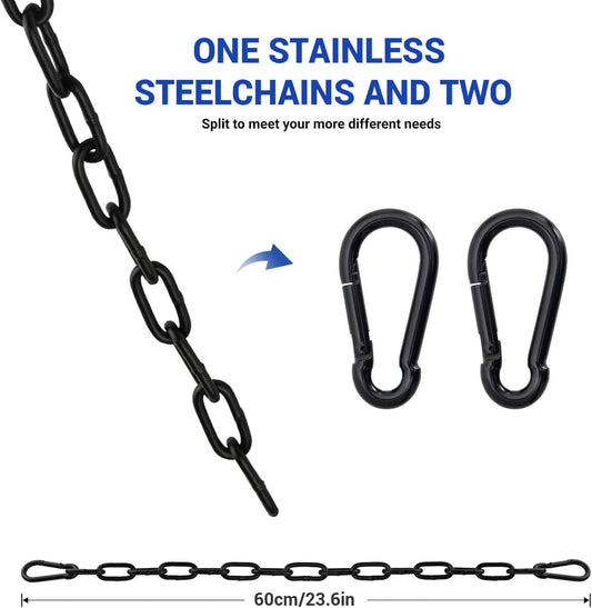 60cm Hanging Chair Chain with 2 Carabiners, 3/16" Capacity Hanging Kits, 330lbs Heavy Duty Hanging Chair Hardware for Lights Plants Hammock Swing Hanging Chair Punching Bags Sandbag Yoga Gym 60cm