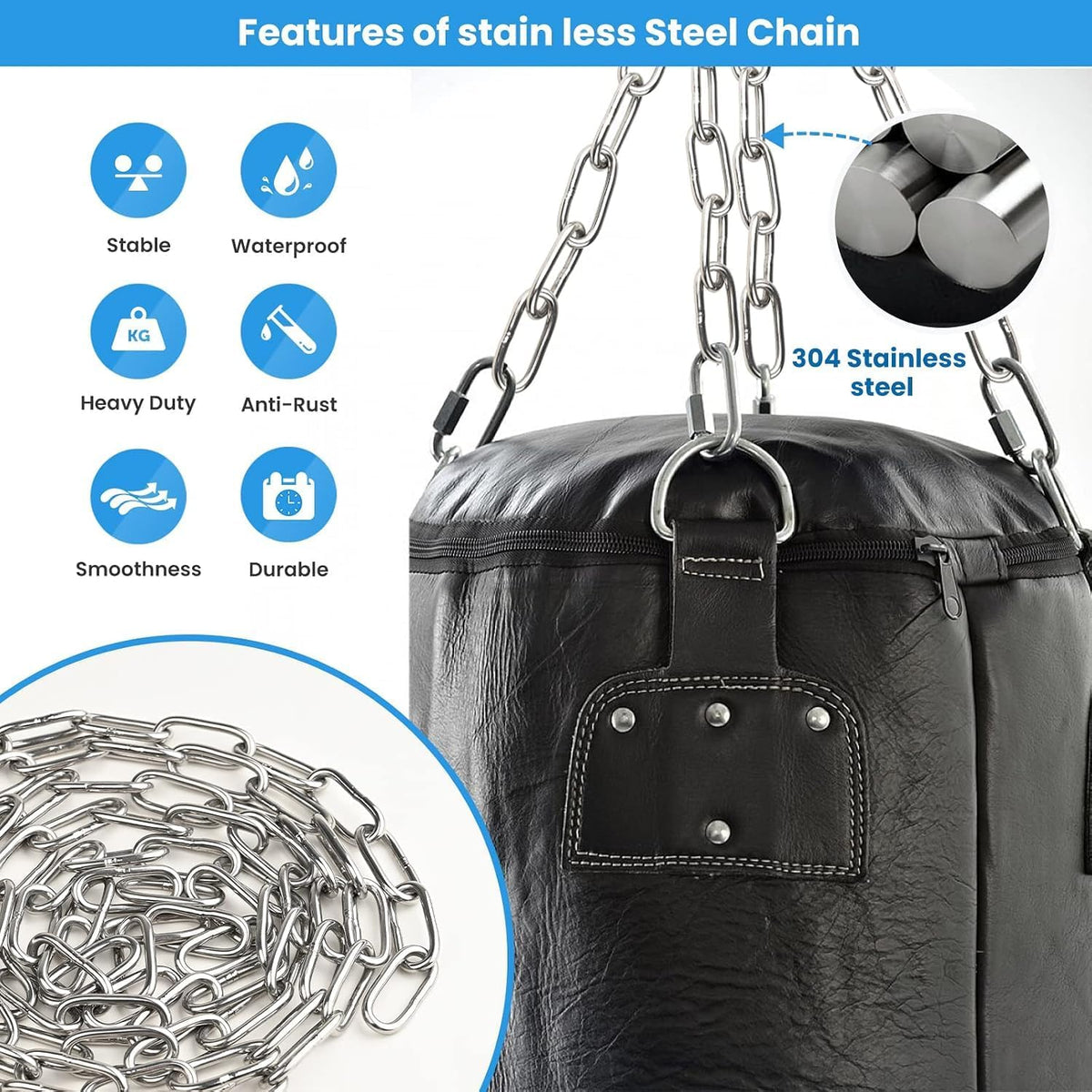 60cm Hanging Chair Chain with 2 Carabiners, 3/16" Capacity Hanging Kits, 330lbs Heavy Duty Hanging Chair Hardware for Lights Plants Hammock Swing Hanging Chair Punching Bags Sandbag Yoga Gym 60cm