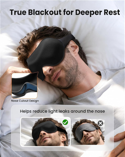 3 Pack Sleep Masks for Side Sleepers, True Blackout 3D Eye Mask for Sleeping, Zero Eye Pressure, Lash-Friendly, Adjustable Soft Eye Cover for Women Men, Airplane Travel Essentials