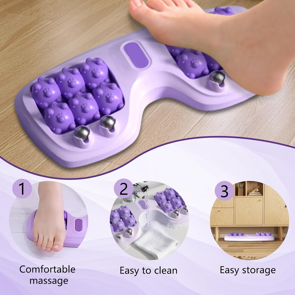 Portable Double Foot Massage Roller,Plantar Fasciitis Relief, Dual Foot Acupressure Therapy for Stress Relief and Improved Circulation, Portable Reflexology Tool for Home and Office Use (Orange)