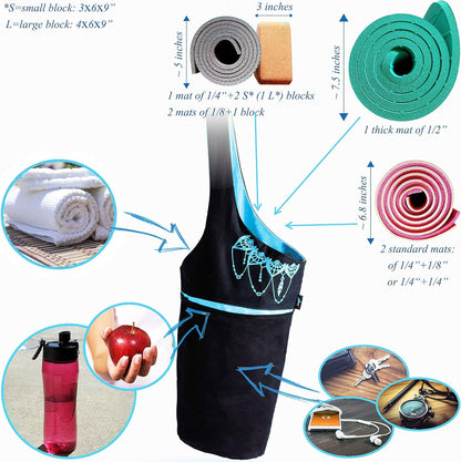Yoga Mat Bag & Carrier with Pockets for Women