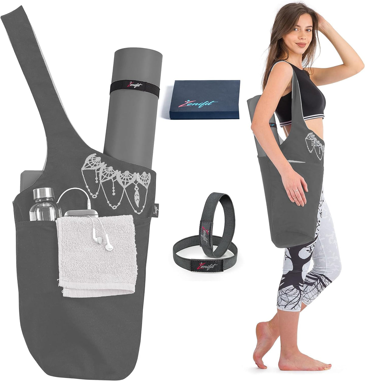 Yoga Mat Bag & Carrier with Pockets for Women