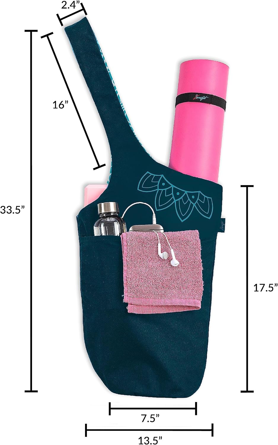 Yoga Mat Bag & Carrier with Pockets for Women