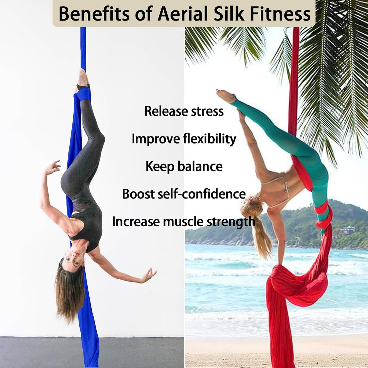 Aerial Silk (15/25 Yards), Premium Aerial Yoga Silks Fabric Perfect for Indoor/Outdoor Aerial Performances and Training (Only Fabric)