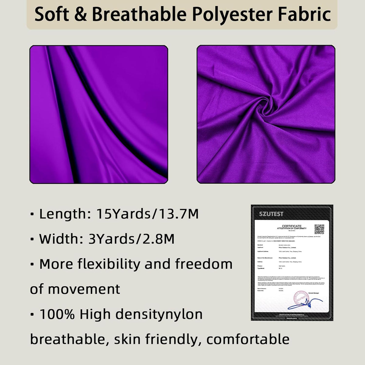 Aerial Silk (15/25 Yards), Premium Aerial Yoga Silks Fabric Perfect for Indoor/Outdoor Aerial Performances and Training (Only Fabric)