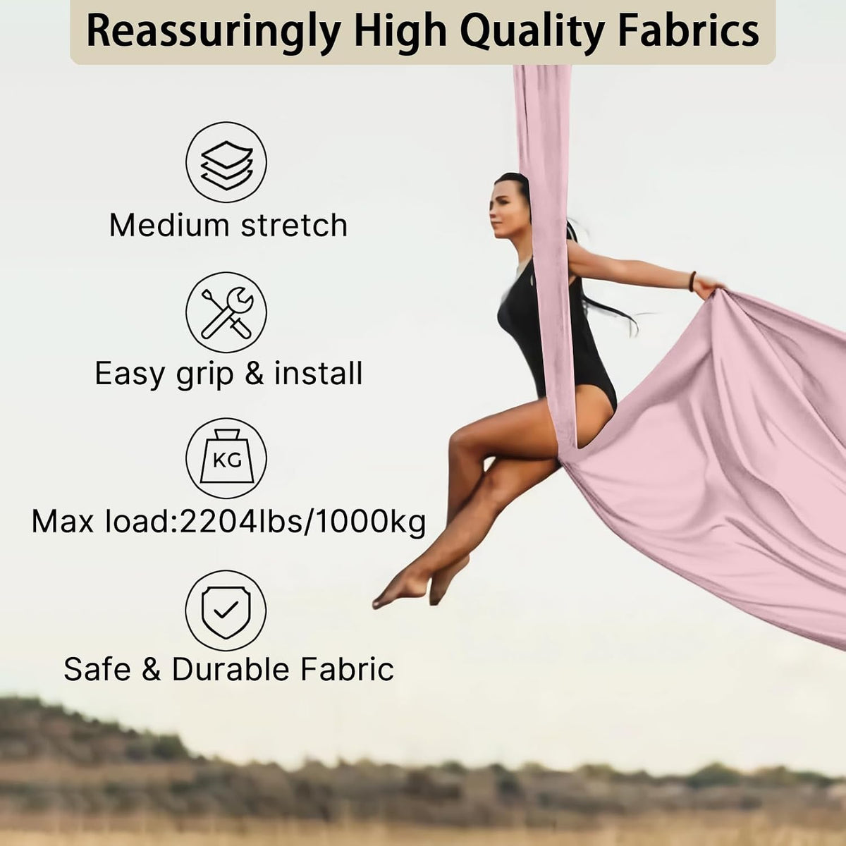 Aerial Silk (15/25 Yards), Premium Aerial Yoga Silks Fabric Perfect for Indoor/Outdoor Aerial Performances and Training (Only Fabric)