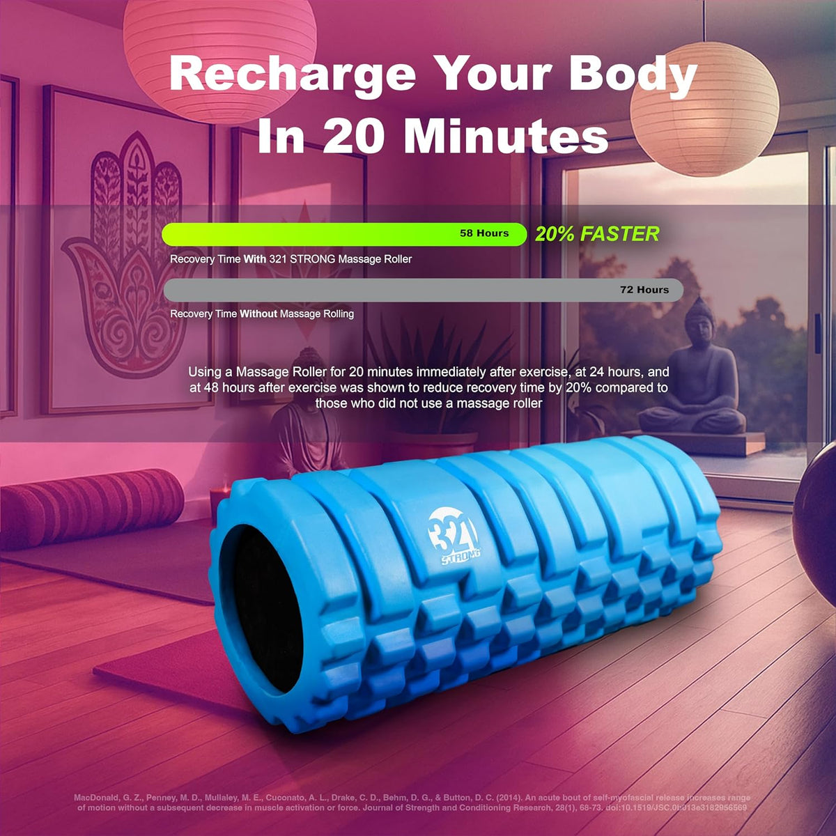 Patented 3-Zone Massage Roller, Medium Density for Exercise