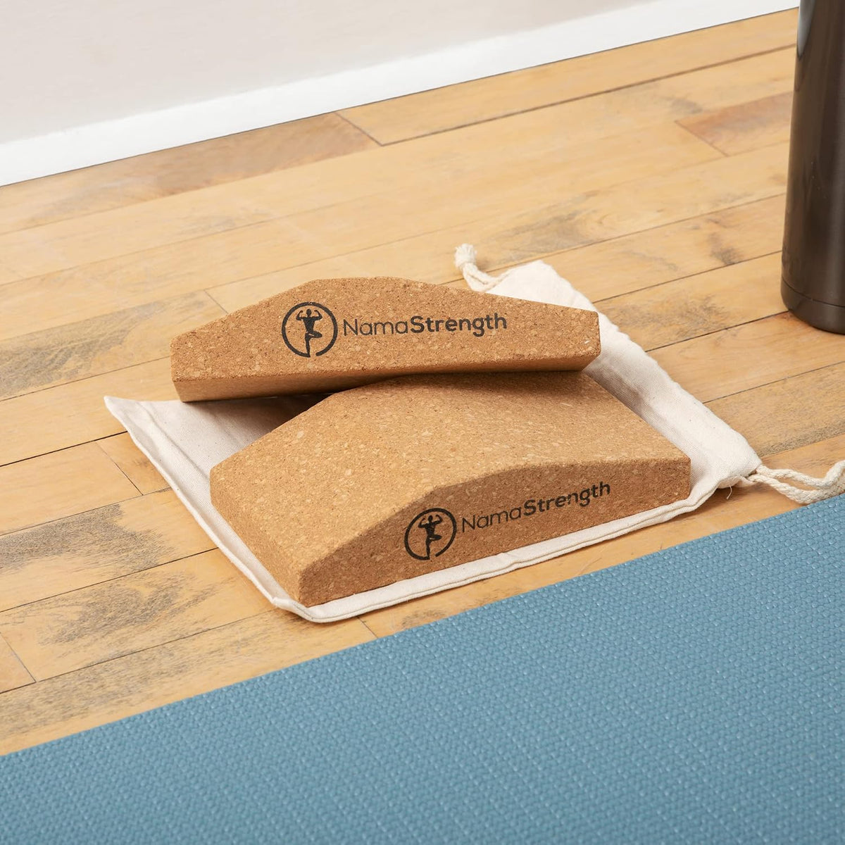 Cork Yoga Wedge Block - Non-Slip Wrist Support, Set of 2