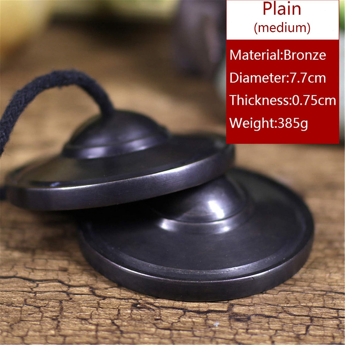 Tibetan Tingsha Bell Set - Tibetan Cymbals - for Sound Healing, Yoga, Meditation, and Mindfulness,Handmade in Nepal,Made of Bronze,Plain Pattern,Black Color，7.7cm/3.0 inch