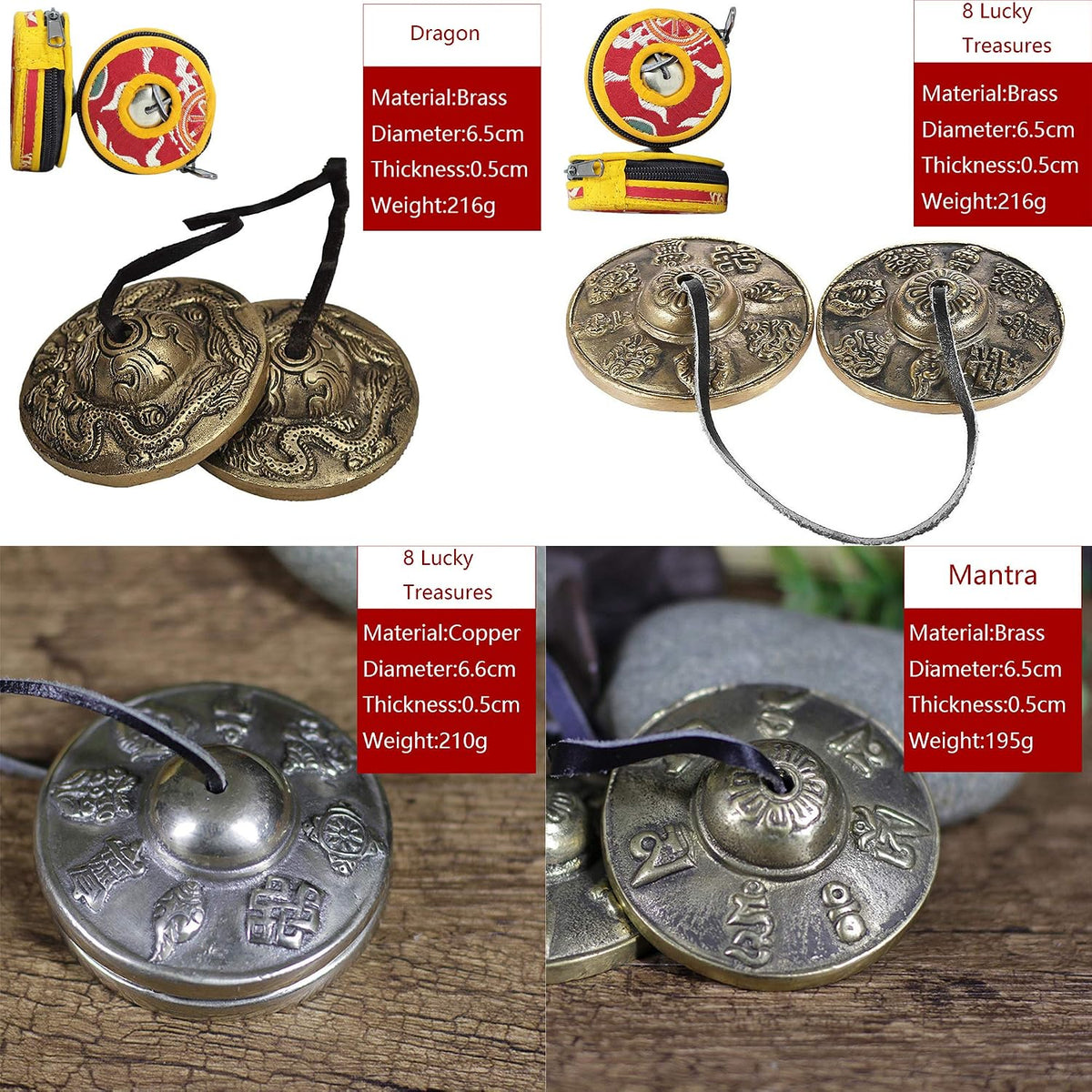 Tibetan Tingsha Bell Set - Tibetan Cymbals - for Sound Healing, Yoga, Meditation, and Mindfulness,Handmade in Nepal,Made of Bronze,Plain Pattern,Black Color，7.7cm/3.0 inch