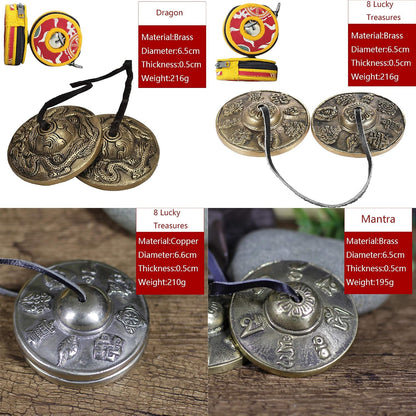 Tibetan Tingsha Bell Set - Tibetan Cymbals - for Sound Healing, Yoga, Meditation, and Mindfulness,Handmade in Nepal,Made of Bronze,Plain Pattern,Black Color，7.7cm/3.0 inch
