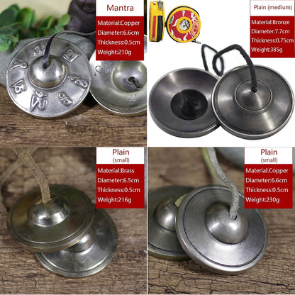 Tibetan Tingsha Bell Set - Tibetan Cymbals - for Sound Healing, Yoga, Meditation, and Mindfulness,Handmade in Nepal,Made of Bronze,Plain Pattern,Black Color，7.7cm/3.0 inch