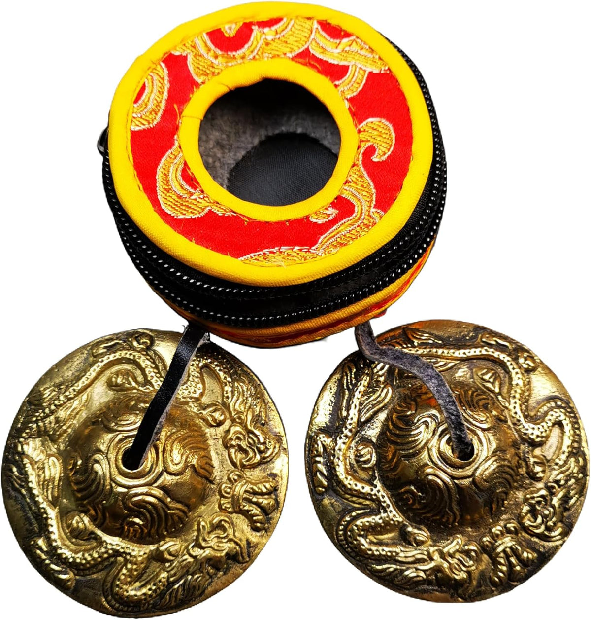 Tibetan Tingsha Bell Set - Tibetan Cymbals - for Sound Healing, Yoga, Meditation, and Mindfulness,Handmade in Nepal,Made of Bronze,Plain Pattern,Black Color，7.7cm/3.0 inch