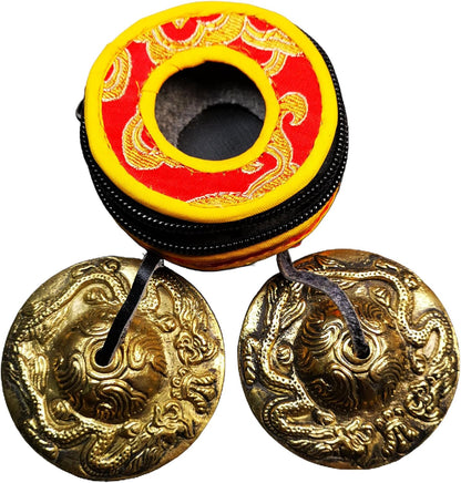 Tibetan Tingsha Bell Set - Tibetan Cymbals - for Sound Healing, Yoga, Meditation, and Mindfulness,Handmade in Nepal,Made of Bronze,Plain Pattern,Black Color，7.7cm/3.0 inch