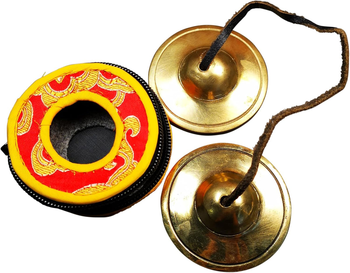 Tibetan Tingsha Bell Set - Tibetan Cymbals - for Sound Healing, Yoga, Meditation, and Mindfulness,Handmade in Nepal,Made of Bronze,Plain Pattern,Black Color，7.7cm/3.0 inch