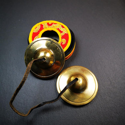 Tibetan Tingsha Bell Set - Tibetan Cymbals - for Sound Healing, Yoga, Meditation, and Mindfulness,Handmade in Nepal,Made of Bronze,Plain Pattern,Black Color，7.7cm/3.0 inch