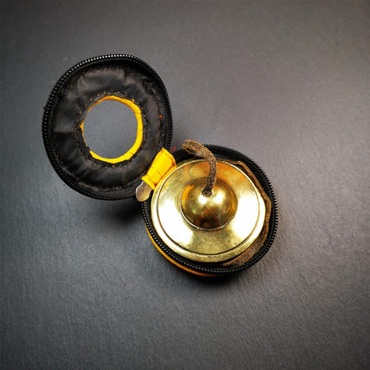 Tibetan Tingsha Bell Set - Tibetan Cymbals - for Sound Healing, Yoga, Meditation, and Mindfulness,Handmade in Nepal,Made of Bronze,Plain Pattern,Black Color，7.7cm/3.0 inch