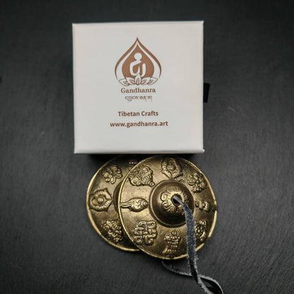 Tibetan Tingsha Bell Set - Tibetan Cymbals - for Sound Healing, Yoga, Meditation, and Mindfulness,Handmade in Nepal,Made of Bronze,Plain Pattern,Black Color，7.7cm/3.0 inch
