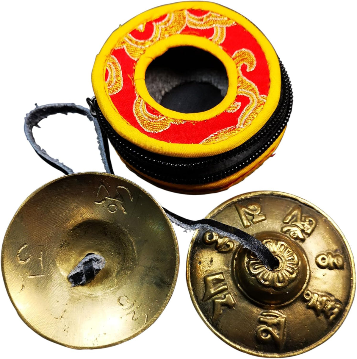 Tibetan Tingsha Bell Set - Tibetan Cymbals - for Sound Healing, Yoga, Meditation, and Mindfulness,Handmade in Nepal,Made of Bronze,Plain Pattern,Black Color，7.7cm/3.0 inch