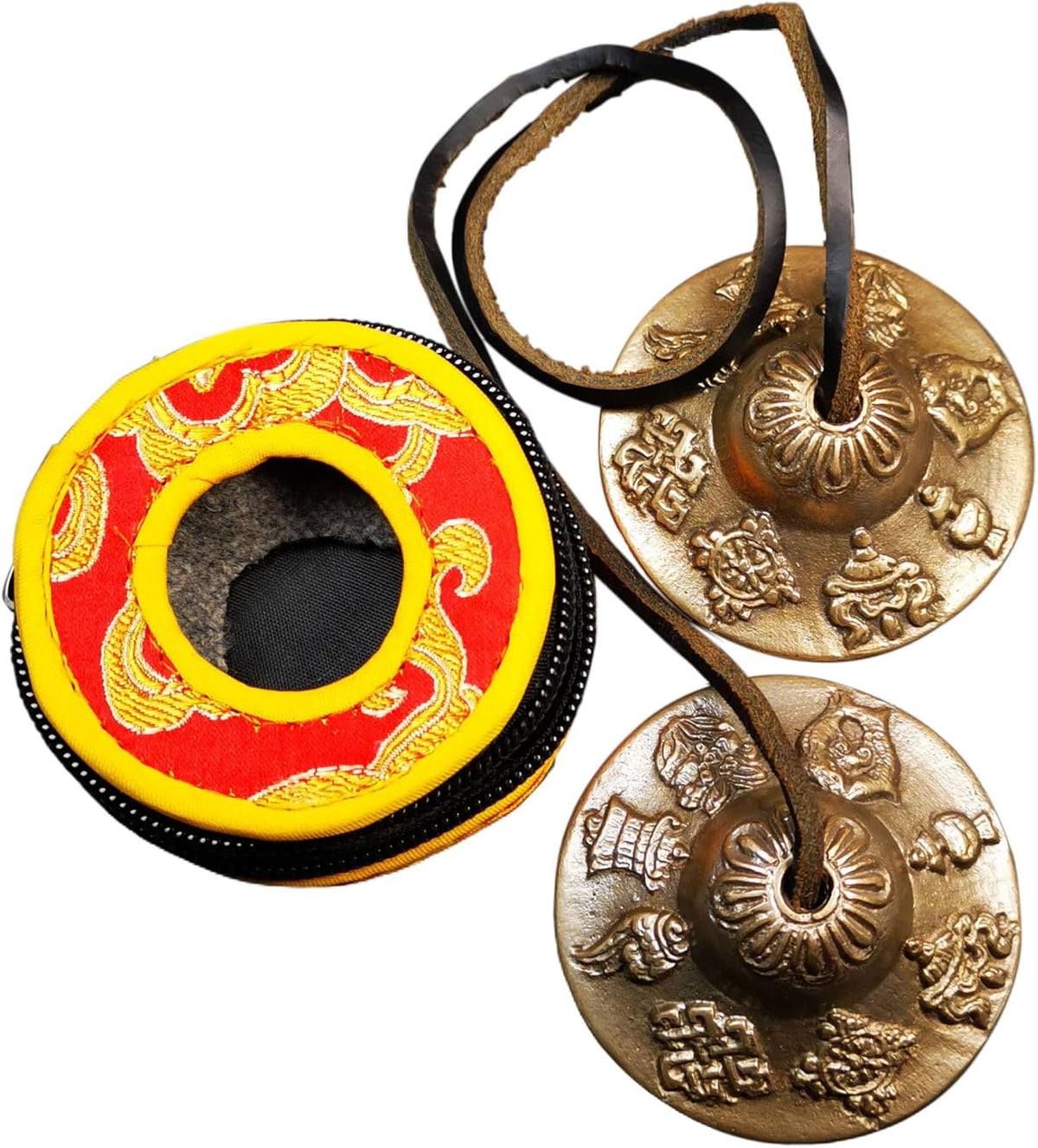 Tibetan Tingsha Bell Set - Tibetan Cymbals - for Sound Healing, Yoga, Meditation, and Mindfulness,Handmade in Nepal,Made of Bronze,Plain Pattern,Black Color，7.7cm/3.0 inch