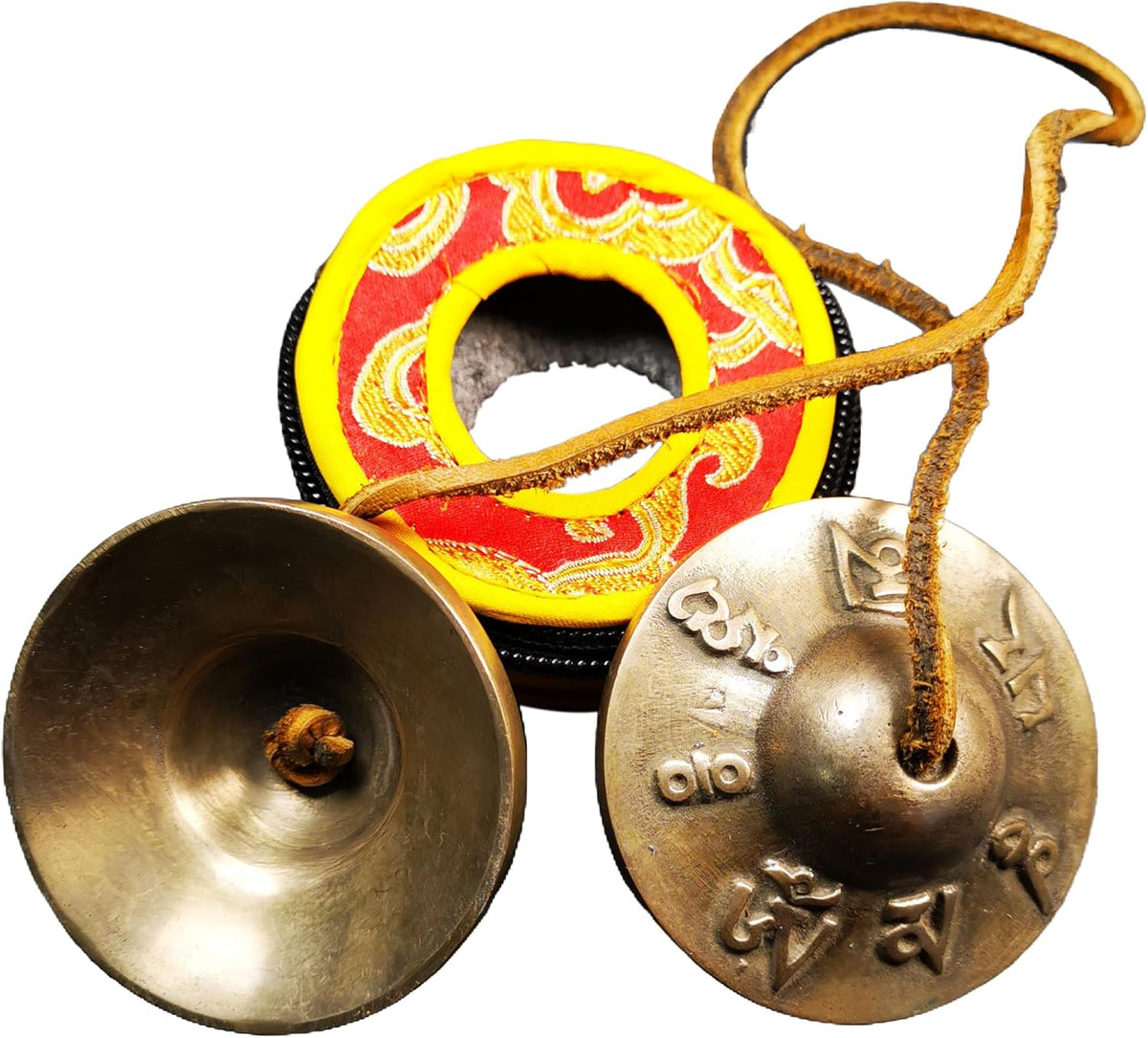Tibetan Tingsha Bell Set - Tibetan Cymbals - for Sound Healing, Yoga, Meditation, and Mindfulness,Handmade in Nepal,Made of Bronze,Plain Pattern,Black Color，7.7cm/3.0 inch