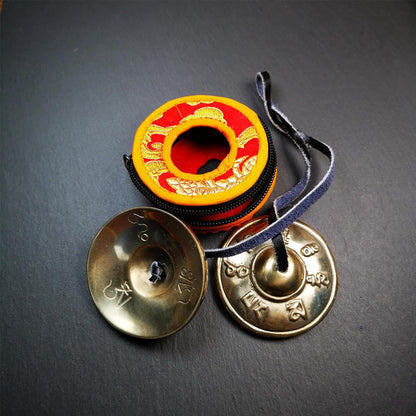 Tibetan Tingsha Bell Set - Tibetan Cymbals - for Sound Healing, Yoga, Meditation, and Mindfulness,Handmade in Nepal,Made of Bronze,Plain Pattern,Black Color，7.7cm/3.0 inch