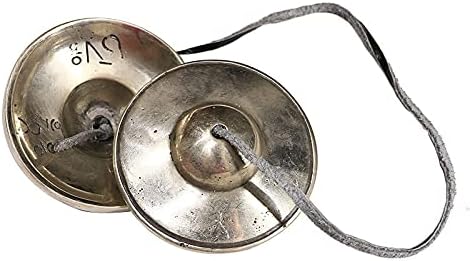 Tibetan Tingsha Bell Set - Tibetan Cymbals - for Sound Healing, Yoga, Meditation, and Mindfulness,Handmade in Nepal,Made of Bronze,Plain Pattern,Black Color，7.7cm/3.0 inch