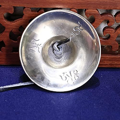 Tibetan Tingsha Bell Set - Tibetan Cymbals - for Sound Healing, Yoga, Meditation, and Mindfulness,Handmade in Nepal,Made of Bronze,Plain Pattern,Black Color，7.7cm/3.0 inch