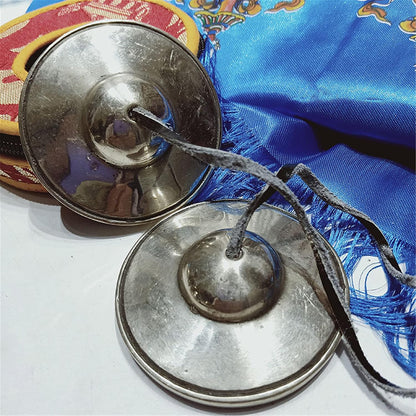 Tibetan Tingsha Bell Set - Tibetan Cymbals - for Sound Healing, Yoga, Meditation, and Mindfulness,Handmade in Nepal,Made of Bronze,Plain Pattern,Black Color，7.7cm/3.0 inch