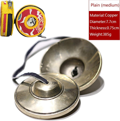 Tibetan Tingsha Bell Set - Tibetan Cymbals - for Sound Healing, Yoga, Meditation, and Mindfulness,Handmade in Nepal,Made of Bronze,Plain Pattern,Black Color，7.7cm/3.0 inch