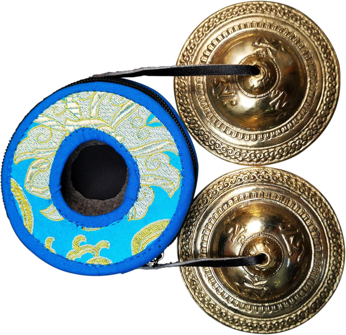 Tibetan Tingsha Bell Set - Tibetan Cymbals - for Sound Healing, Yoga, Meditation, and Mindfulness,Handmade in Nepal,Made of Bronze,Plain Pattern,Black Color，7.7cm/3.0 inch