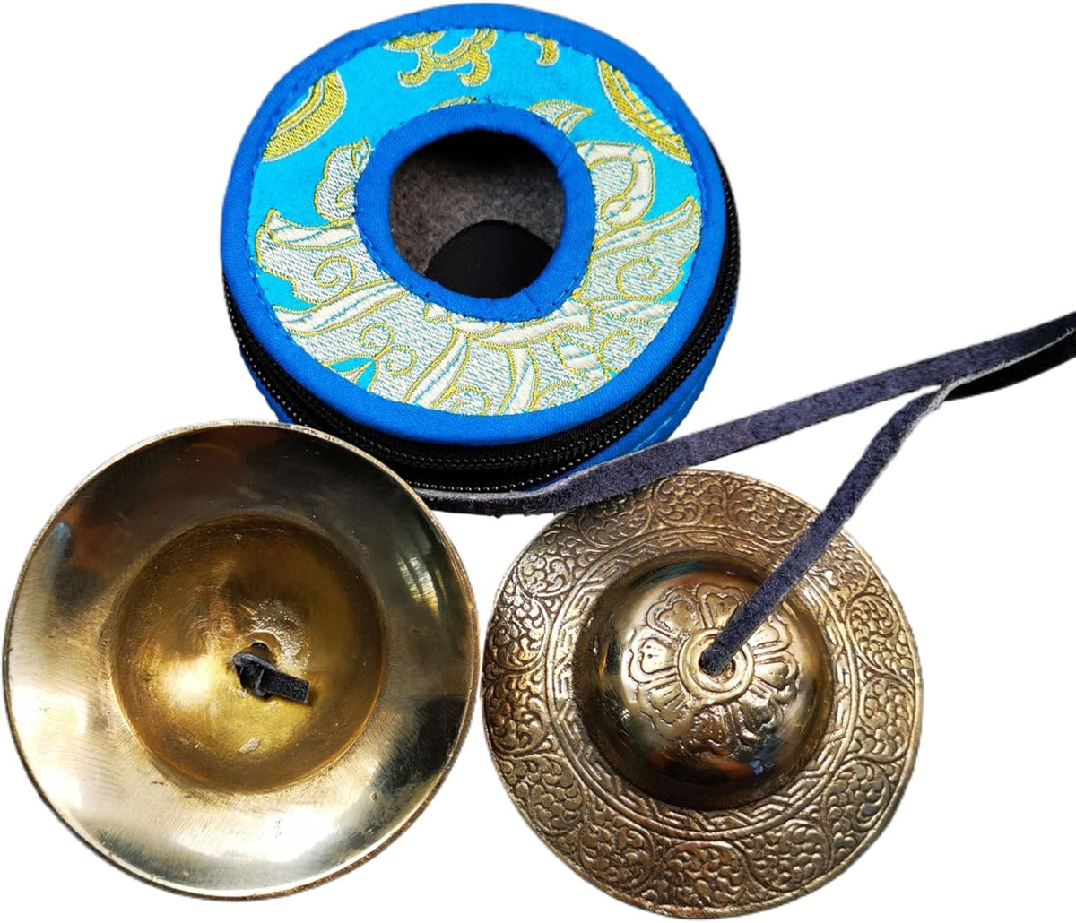 Tibetan Tingsha Bell Set - Tibetan Cymbals - for Sound Healing, Yoga, Meditation, and Mindfulness,Handmade in Nepal,Made of Bronze,Plain Pattern,Black Color，7.7cm/3.0 inch