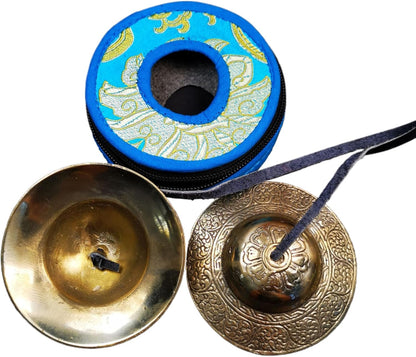 Tibetan Tingsha Bell Set - Tibetan Cymbals - for Sound Healing, Yoga, Meditation, and Mindfulness,Handmade in Nepal,Made of Bronze,Plain Pattern,Black Color，7.7cm/3.0 inch