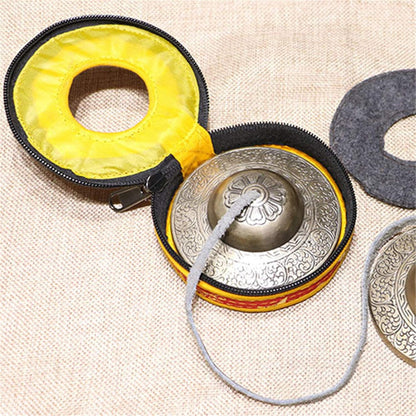 Tibetan Tingsha Bell Set - Tibetan Cymbals - for Sound Healing, Yoga, Meditation, and Mindfulness,Handmade in Nepal,Made of Bronze,Plain Pattern,Black Color，7.7cm/3.0 inch
