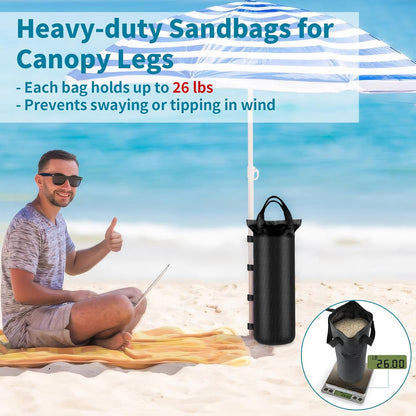 4 Pack Sand Bags 6x20 inch Heavy Duty for Canopy Tent Weights